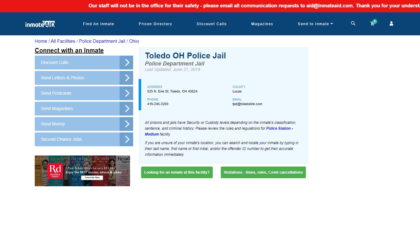 Toledo OH Police Jail & Inmate Search - Toledo, OH